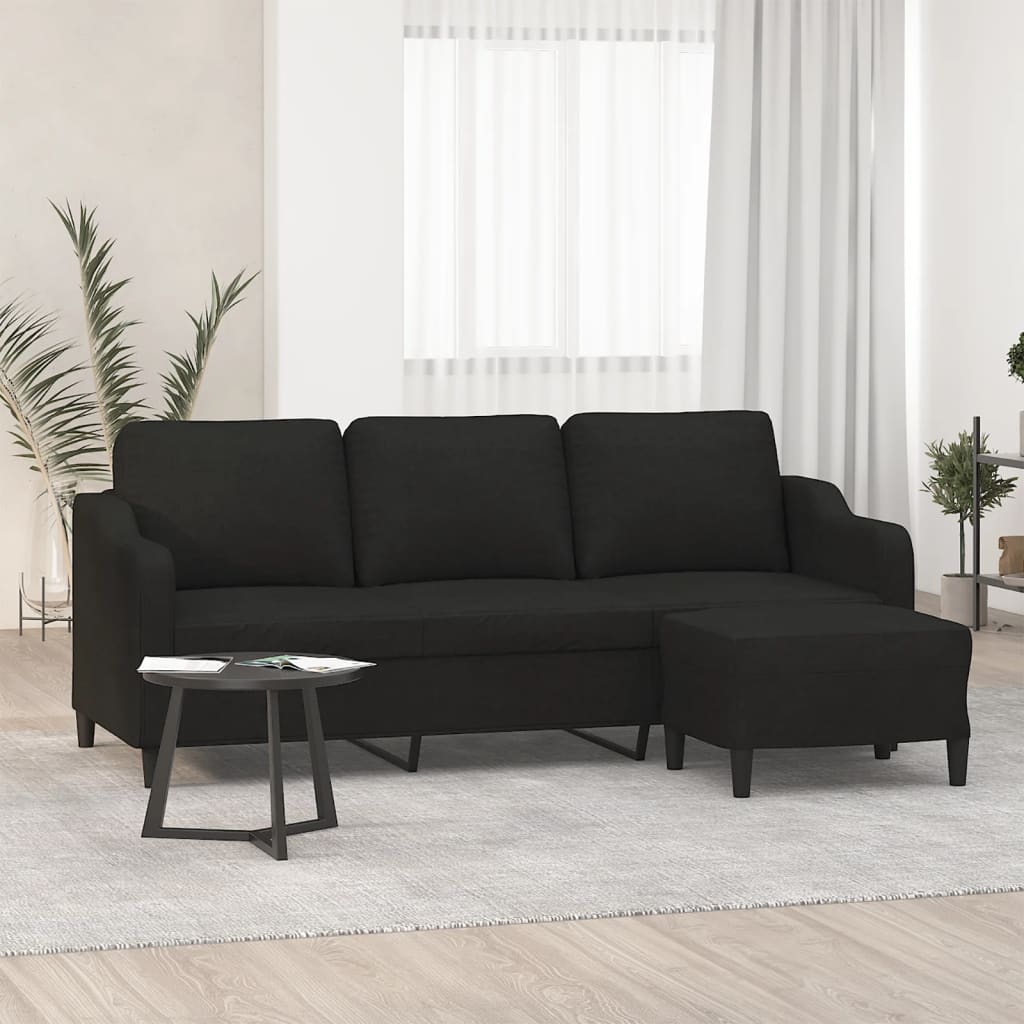 3-Personers Sofa Med Fodskammel 180 Cm Stof