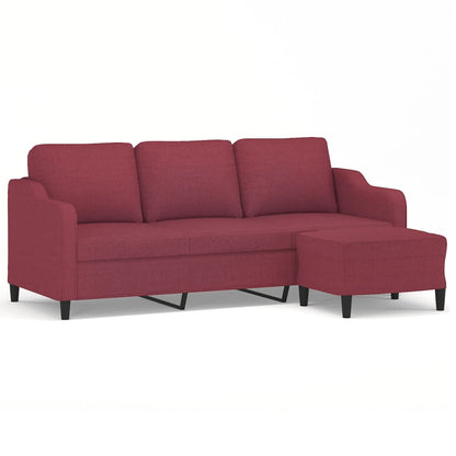3-Personers Sofa Med Fodskammel 180 Cm Stof