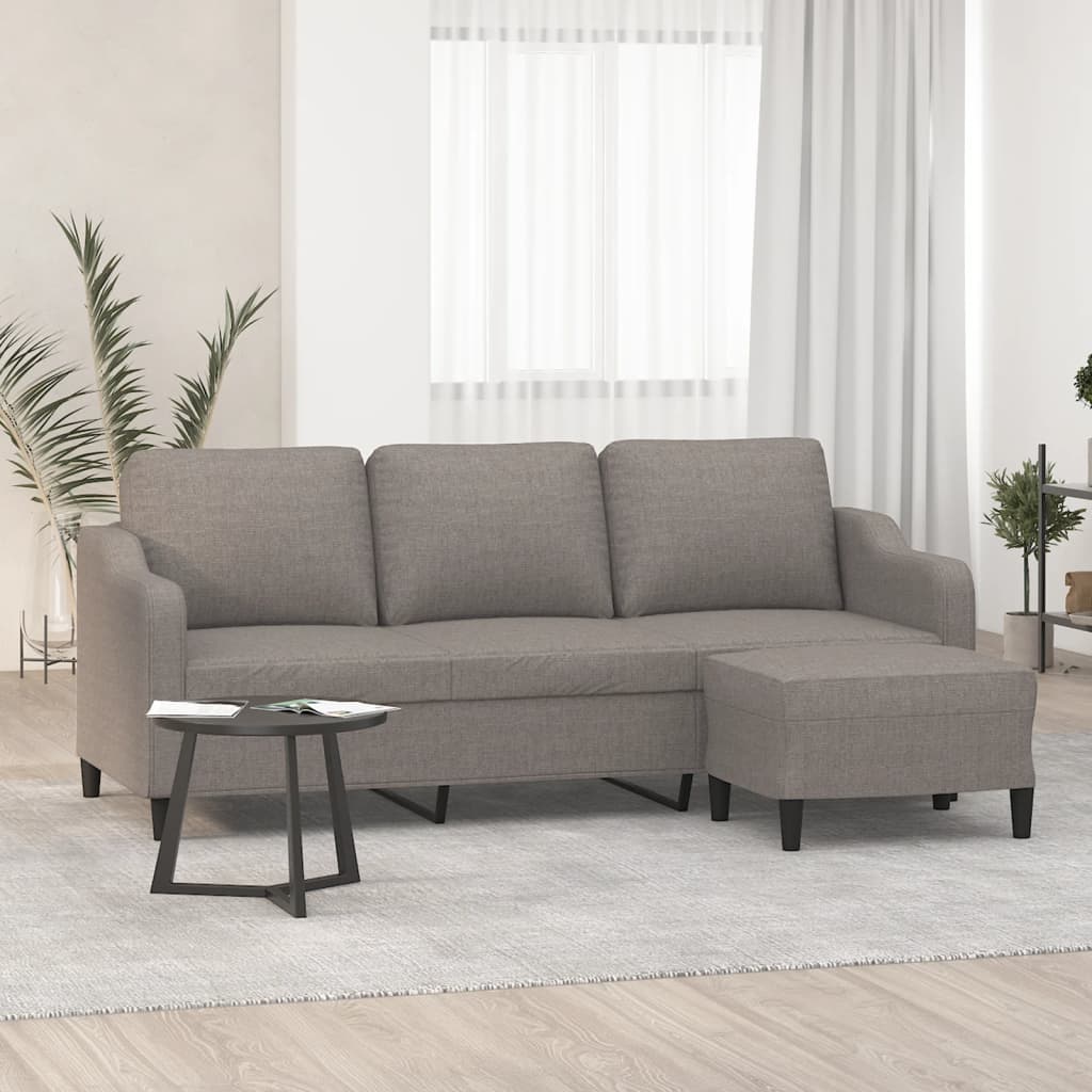 3-Personers Sofa Med Fodskammel 180 Cm Stof