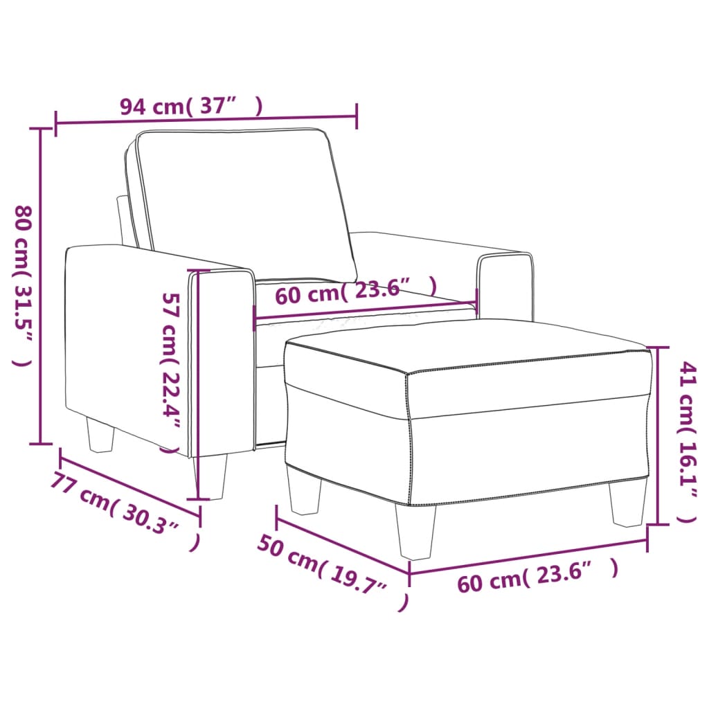 Sofastol Med Fodskammel 60 Cm Stof