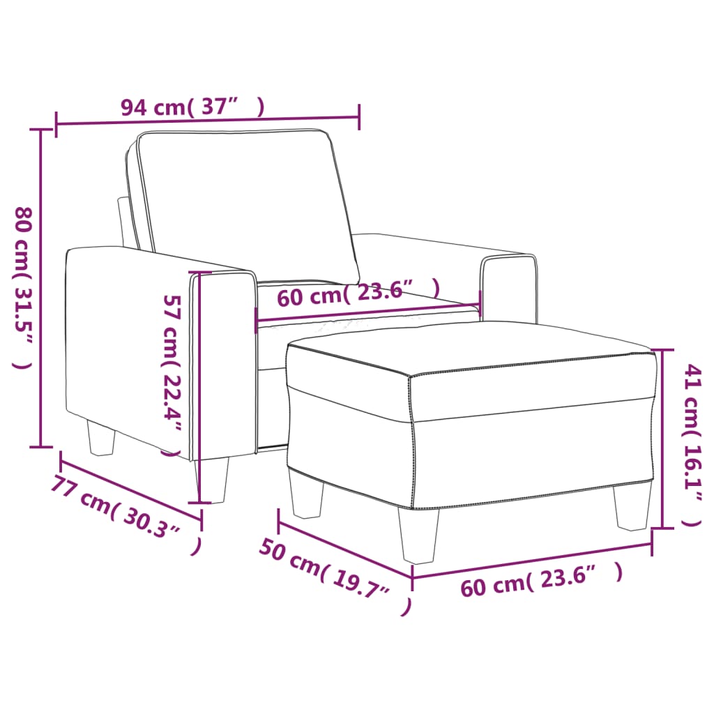Sofastol Med Fodskammel 60 Cm Stof