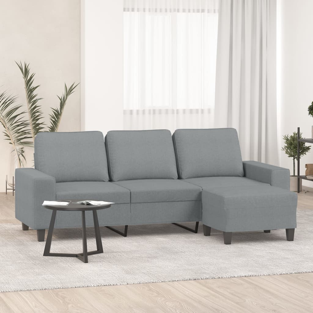 3-Personers Sofa Med Fodskammel 180 Cm Stof