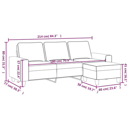 3-Personers Sofa Med Fodskammel 180 Cm Stof