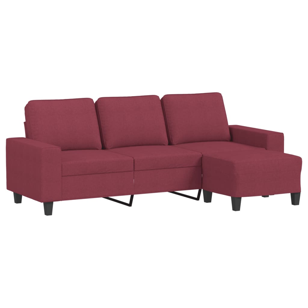 3-Personers Sofa Med Fodskammel 180 Cm Stof