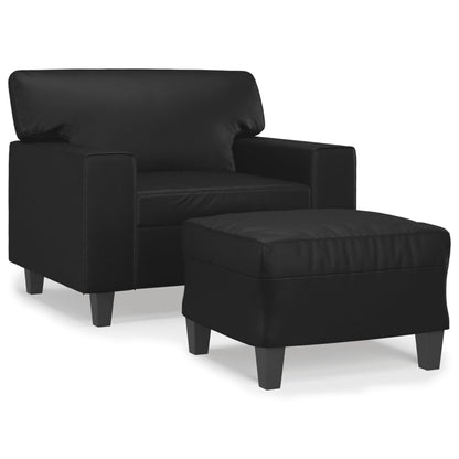 Sofastol Med Fodskammel 60 Cm Kunstlæder