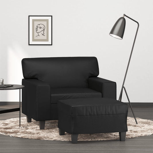 Sofastol Med Fodskammel 60 Cm Kunstlæder