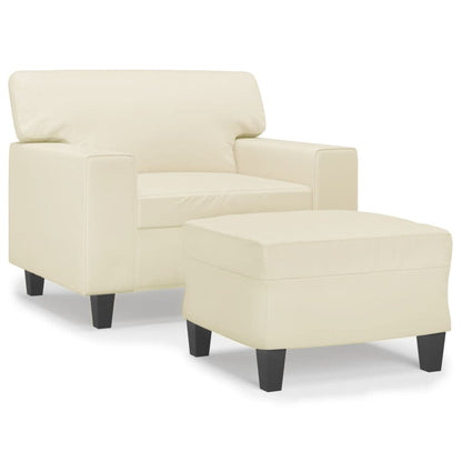 Sofastol Med Fodskammel 60 Cm Kunstlæder
