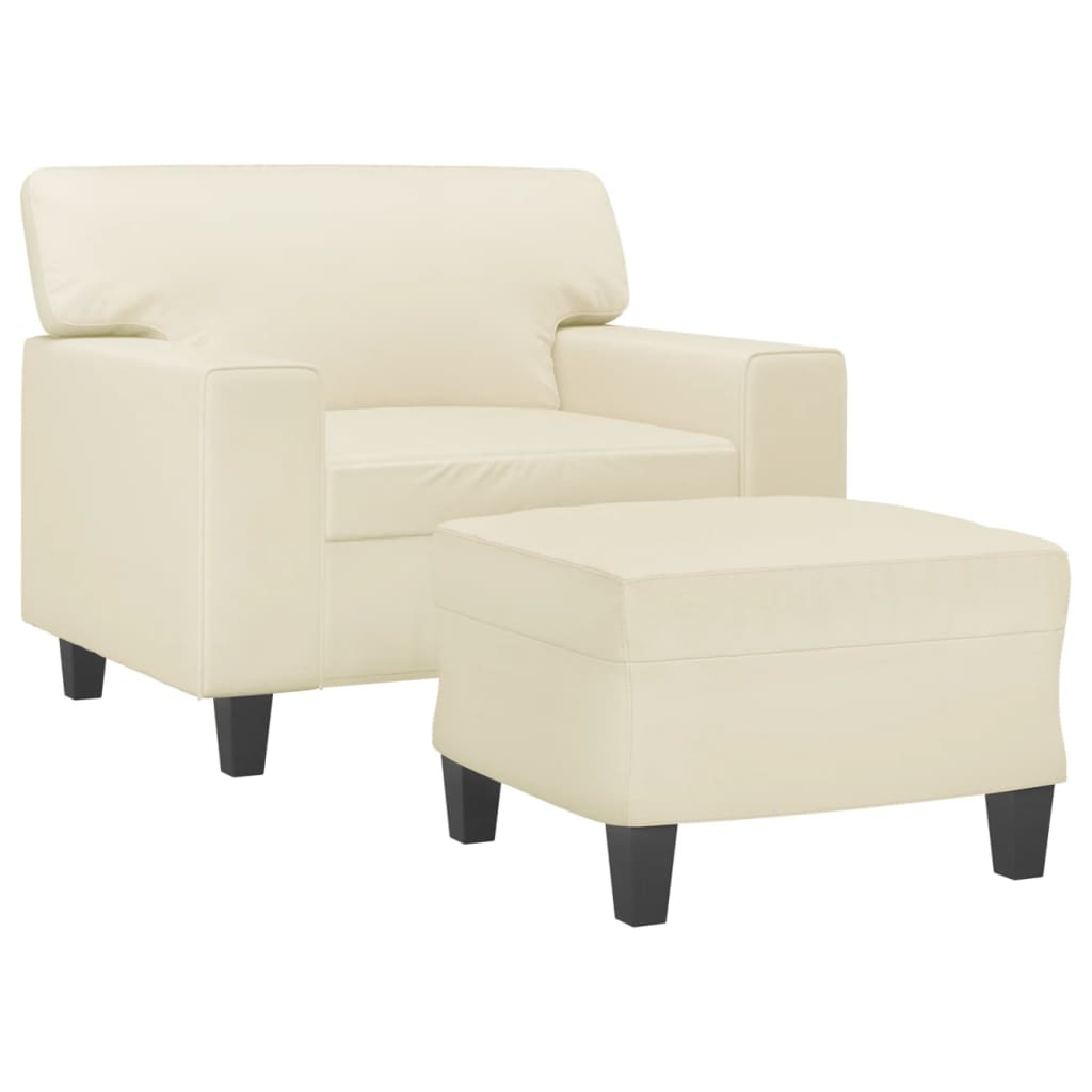 Sofastol Med Fodskammel 60 Cm Kunstlæder