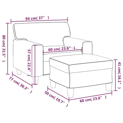 Sofastol Med Fodskammel 60 Cm Kunstlæder