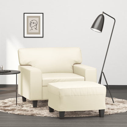Sofastol Med Fodskammel 60 Cm Kunstlæder