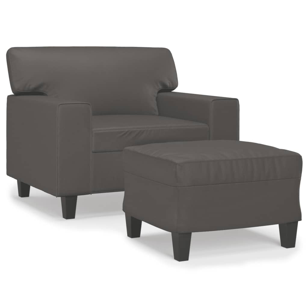 Sofastol Med Fodskammel 60 Cm Kunstlæder