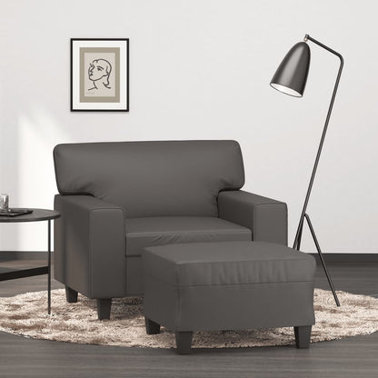 Sofastol Med Fodskammel 60 Cm Kunstlæder