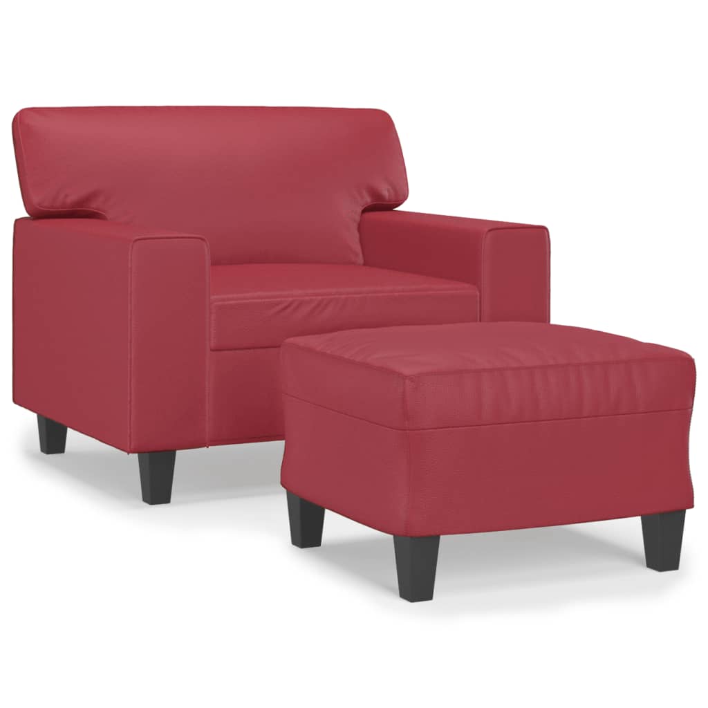 Sofastol Med Fodskammel 60 Cm Kunstlæder