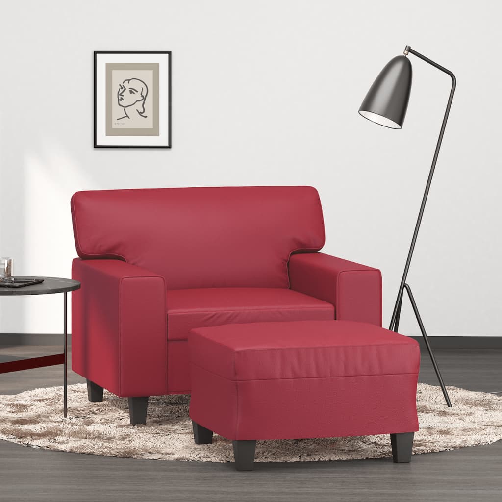 Sofastol Med Fodskammel 60 Cm Kunstlæder