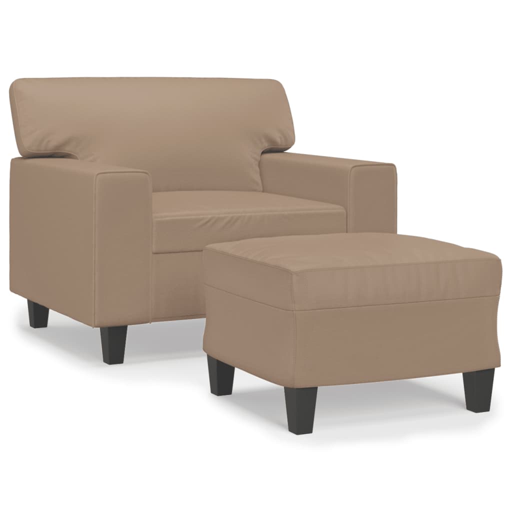Sofastol Med Fodskammel 60 Cm Kunstlæder
