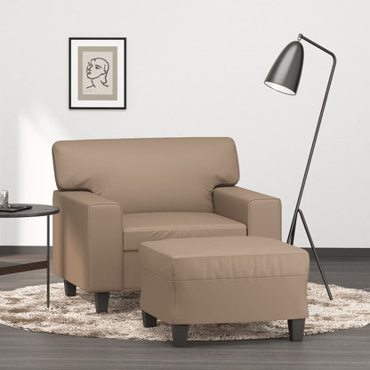 Sofastol Med Fodskammel 60 Cm Kunstlæder