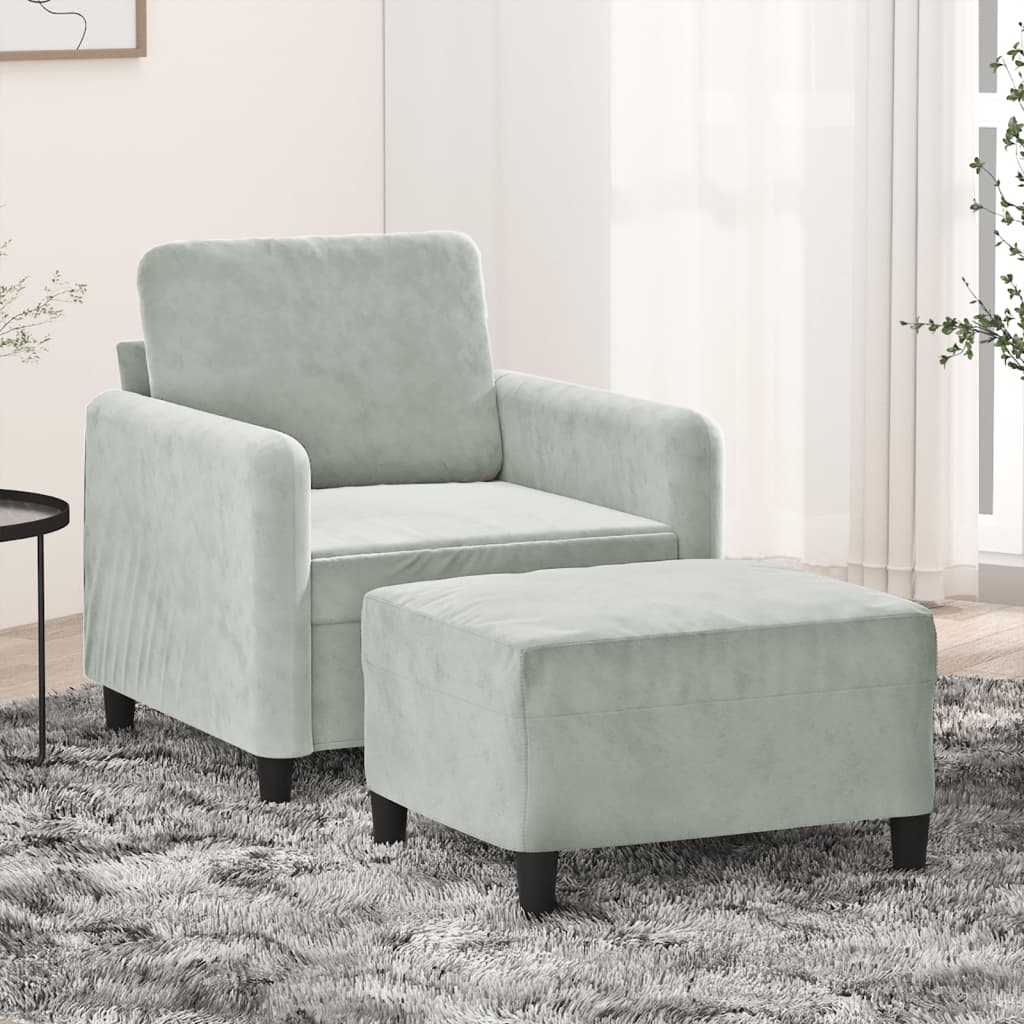 Sofastol Med Fodskammel 60 Cm Velour