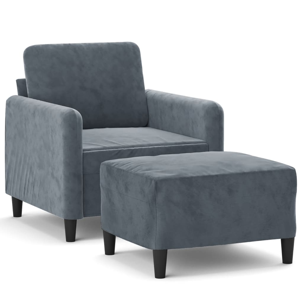 Sofastol Med Fodskammel 60 Cm Velour