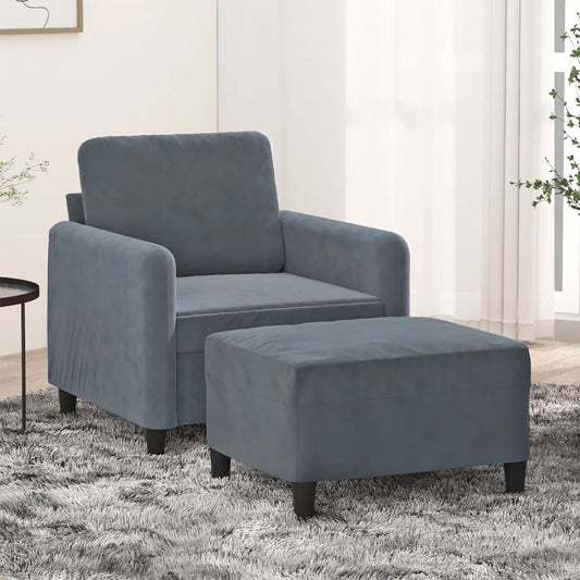 Sofastol Med Fodskammel 60 Cm Velour