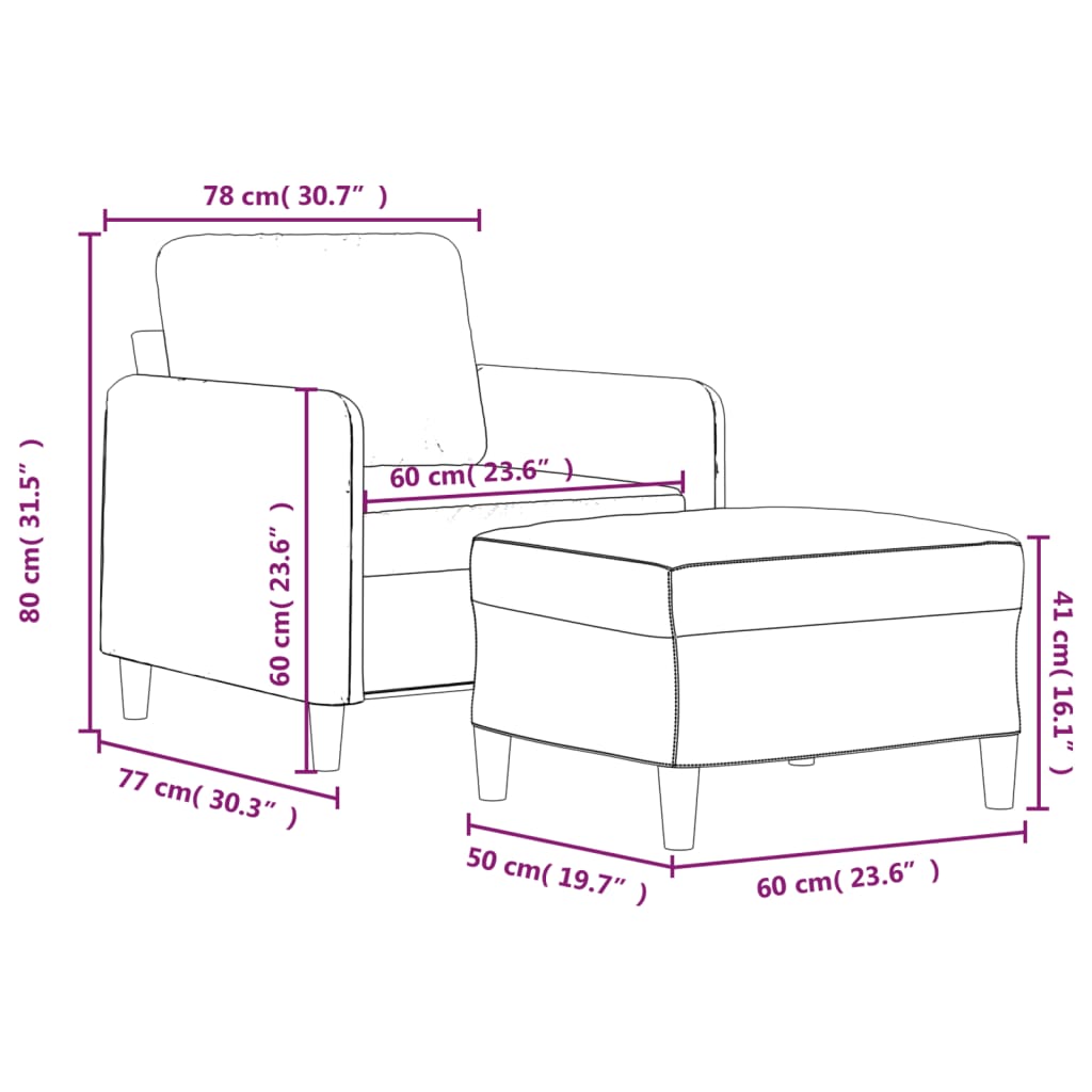 Sofastol Med Fodskammel 60 Cm Velour