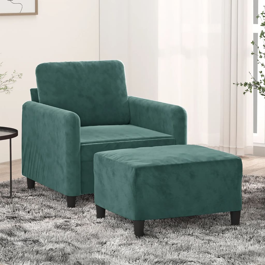 Sofastol Med Fodskammel 60 Cm Velour
