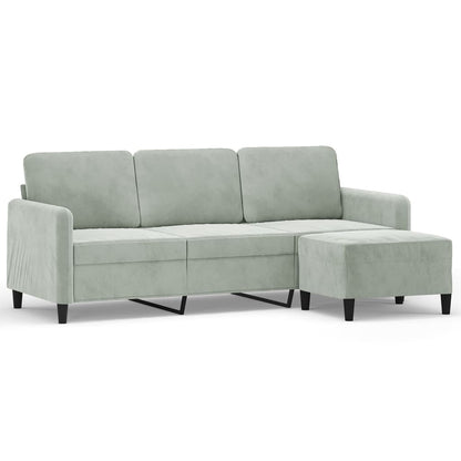 3-Personers Sofa Med Fodskammel 180 Cm Velour