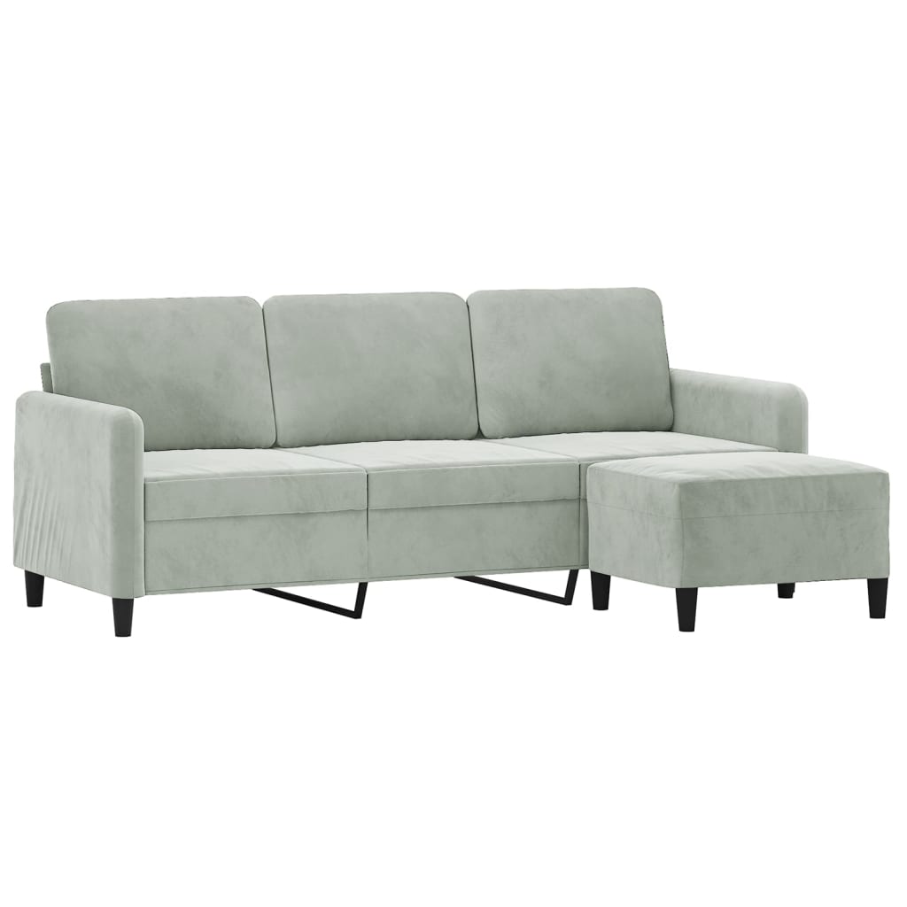 3-Personers Sofa Med Fodskammel 180 Cm Velour