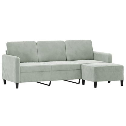 3-Personers Sofa Med Fodskammel 180 Cm Velour
