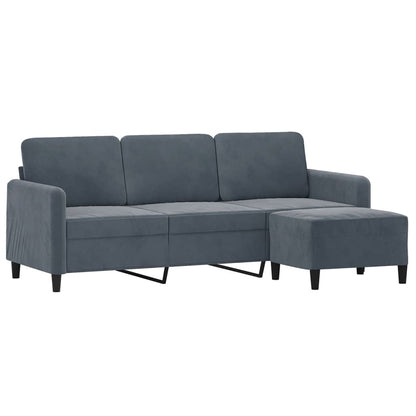 3-Personers Sofa Med Fodskammel 180 Cm Velour