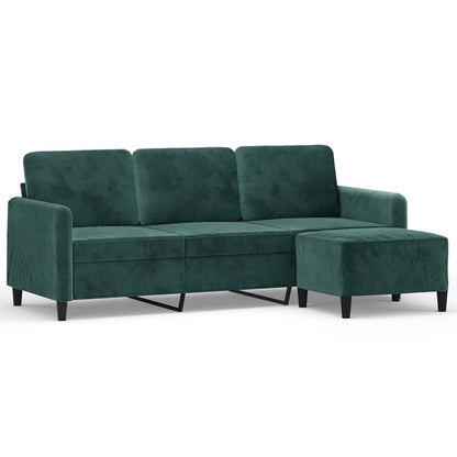 3-Personers Sofa Med Fodskammel 180 Cm Velour