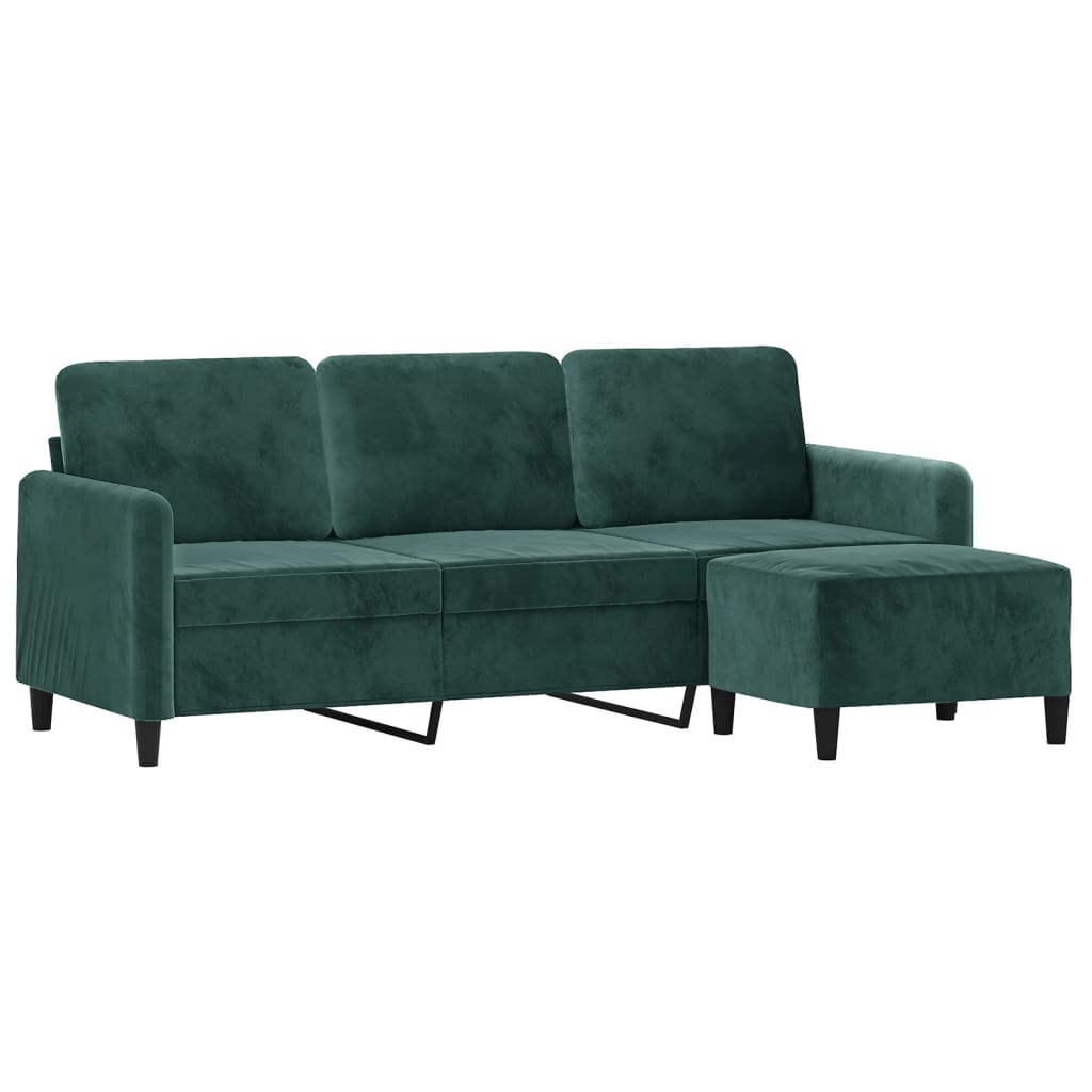 3-Personers Sofa Med Fodskammel 180 Cm Velour