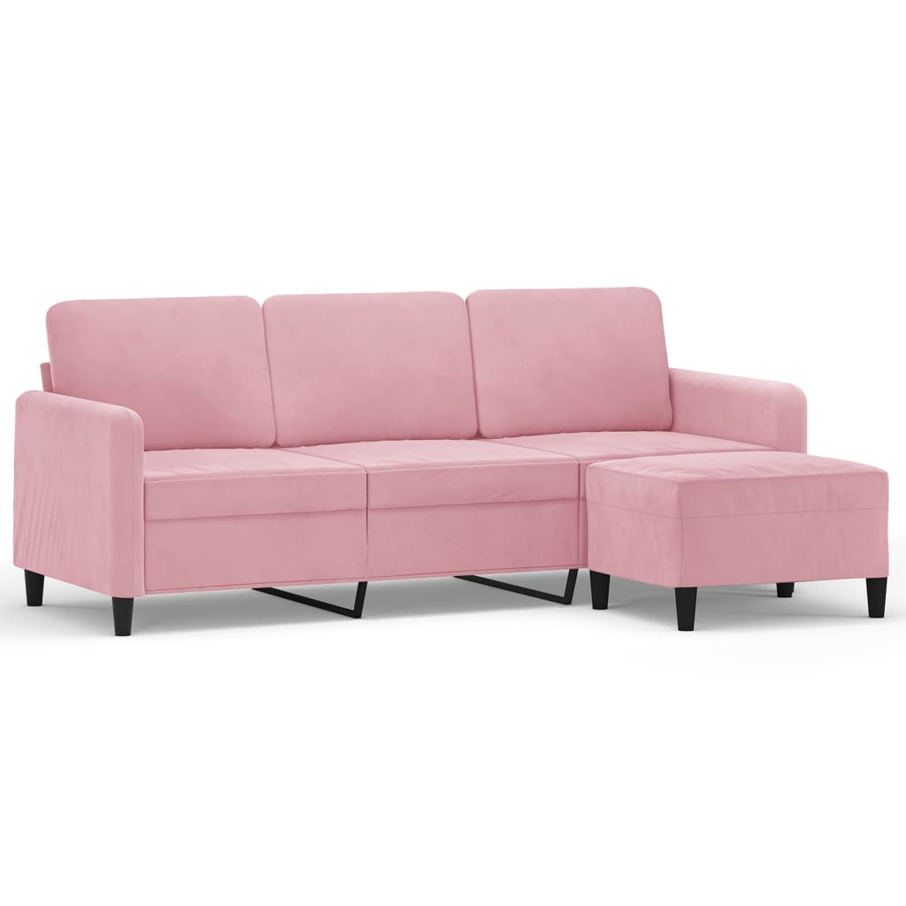 3-Personers Sofa Med Fodskammel 180 Cm Velour