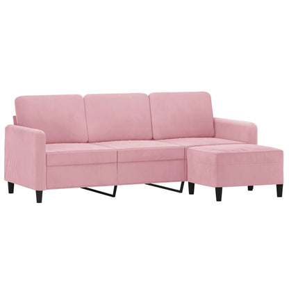 3-Personers Sofa Med Fodskammel 180 Cm Velour