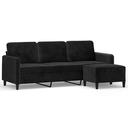 3-Personers Sofa Med Fodskammel 180 Cm Velour