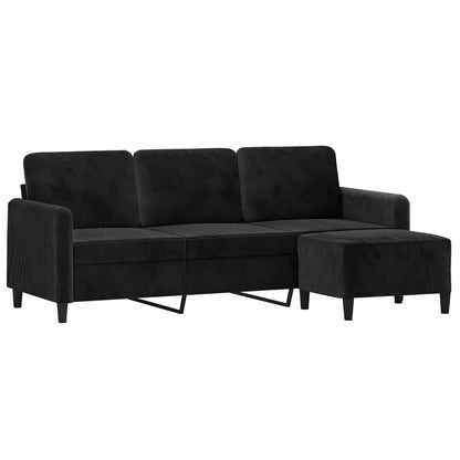 3-Personers Sofa Med Fodskammel 180 Cm Velour