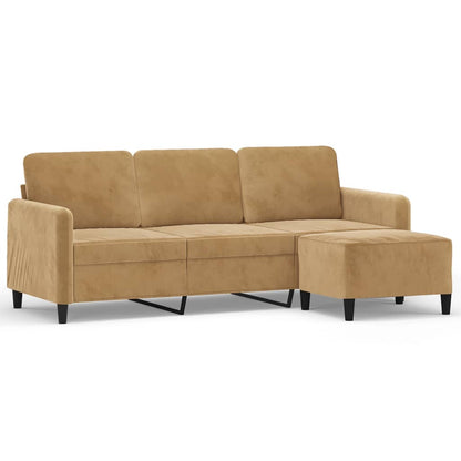 3-Personers Sofa Med Fodskammel 180 Cm Velour