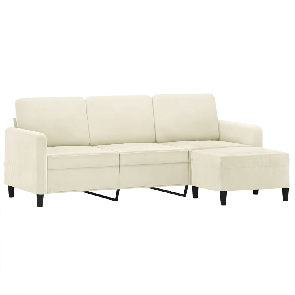3-Personers Sofa Med Fodskammel 180 Cm Velour