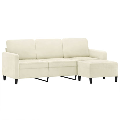 3-Personers Sofa Med Fodskammel 180 Cm Velour