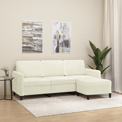 3-Personers Sofa Med Fodskammel 180 Cm Velour