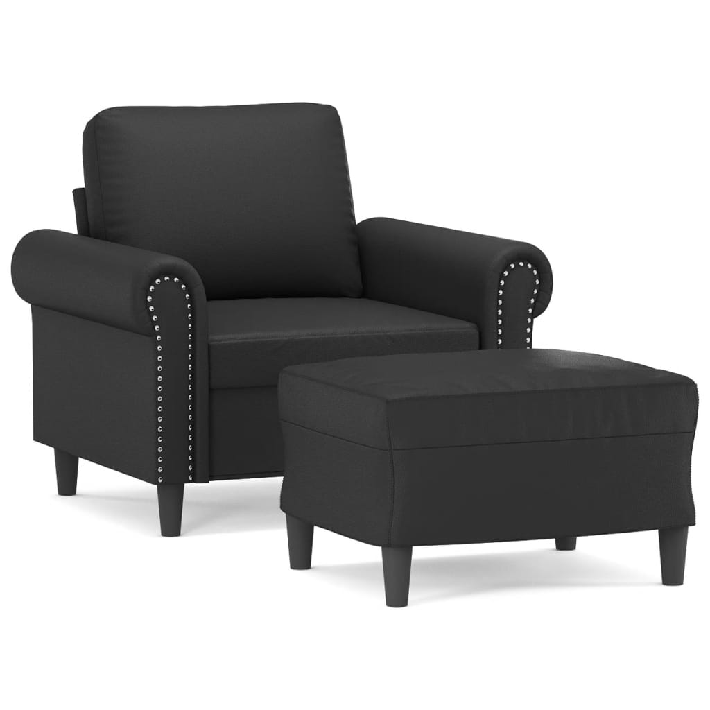Sofastol Med Fodskammel 60 Cm Kunstlæder