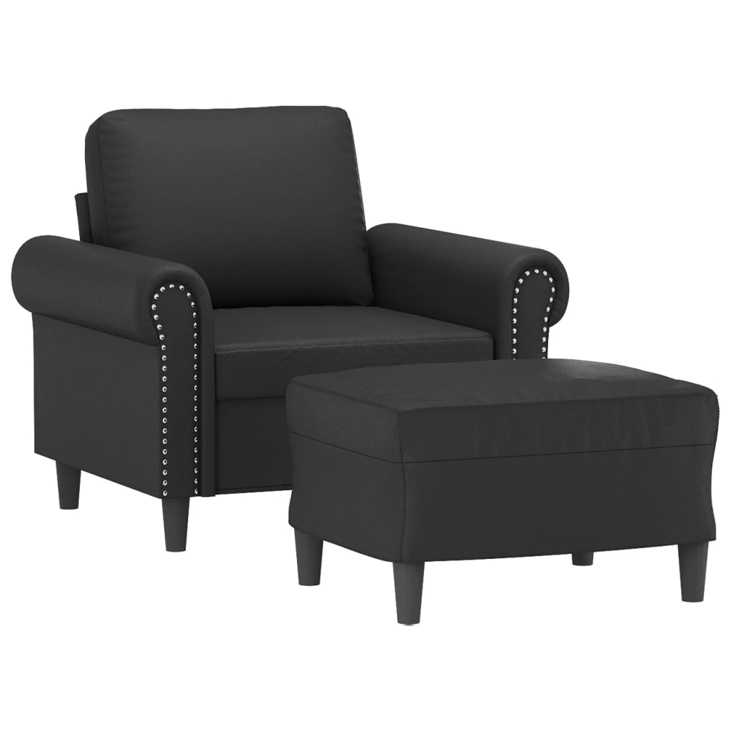 Sofastol Med Fodskammel 60 Cm Kunstlæder