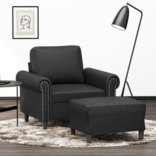 Sofastol Med Fodskammel 60 Cm Kunstlæder