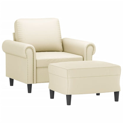 Sofastol Med Fodskammel 60 Cm Kunstlæder