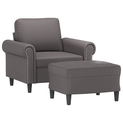 Sofastol Med Fodskammel 60 Cm Kunstlæder
