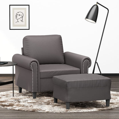 Sofastol Med Fodskammel 60 Cm Kunstlæder