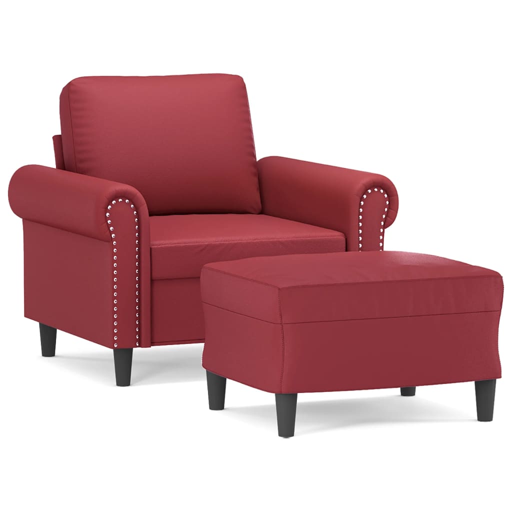 Sofastol Med Fodskammel 60 Cm Kunstlæder