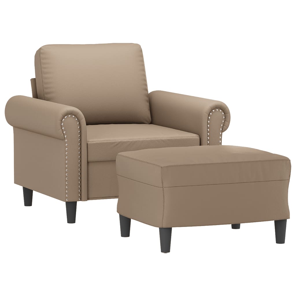 Sofastol Med Fodskammel 60 Cm Kunstlæder