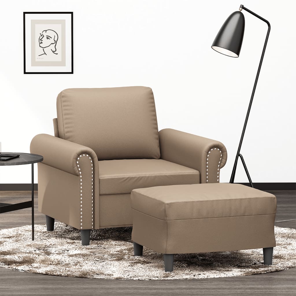 Sofastol Med Fodskammel 60 Cm Kunstlæder