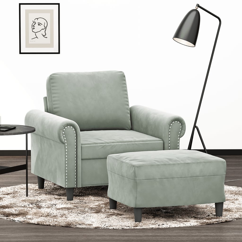 Sofastol Med Fodskammel 60 Cm Velour