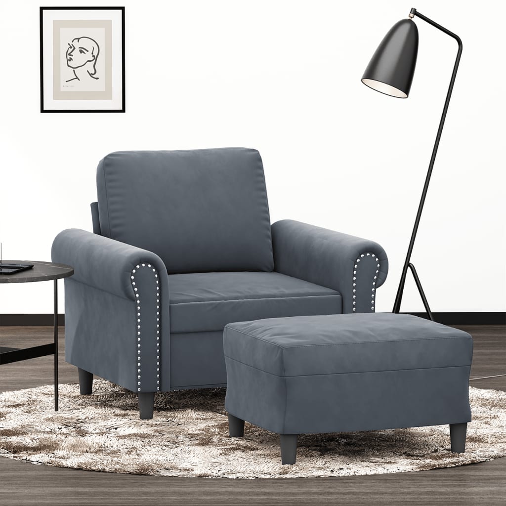 Sofastol Med Fodskammel 60 Cm Velour